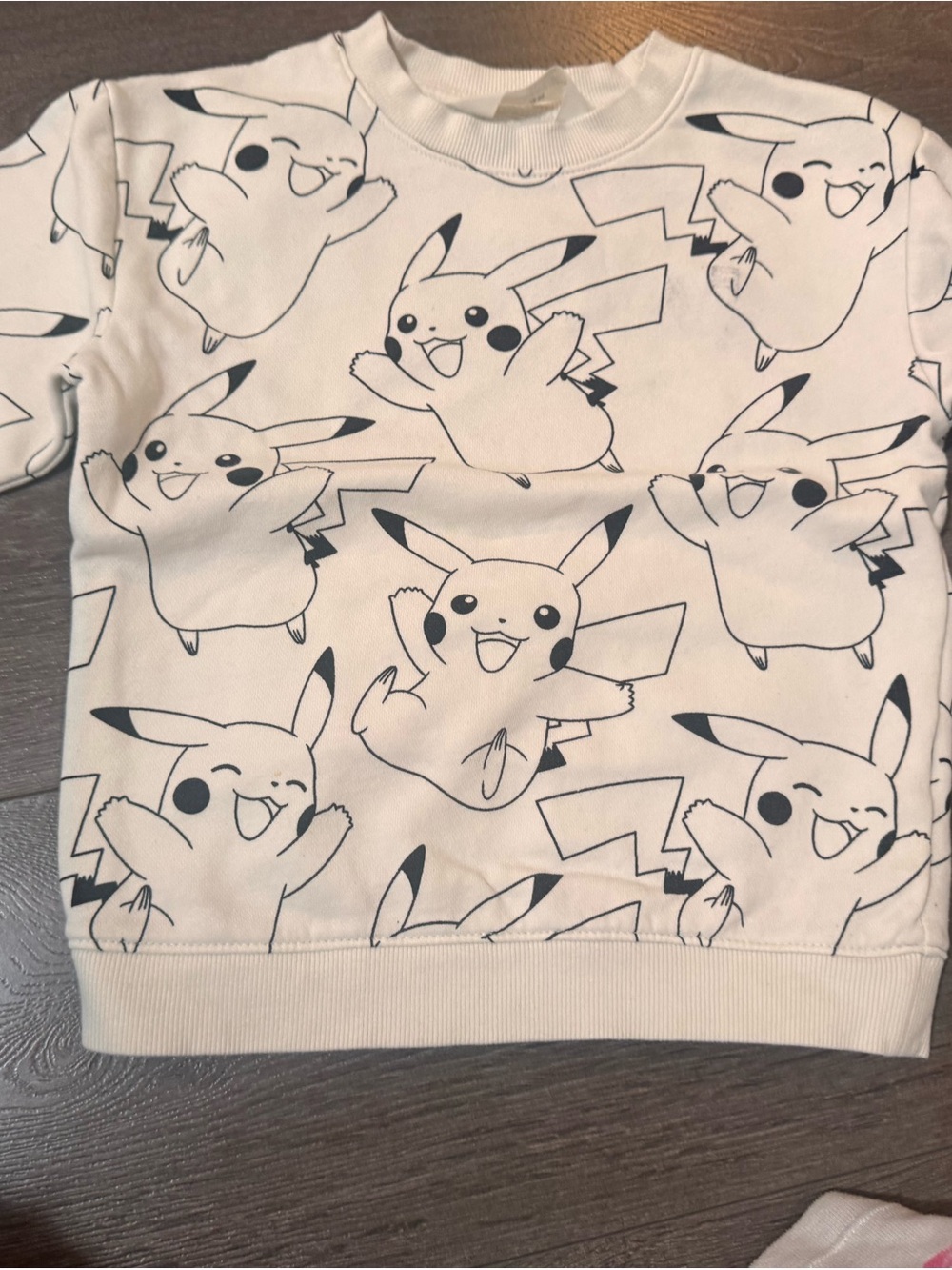 H&M White Kids Pikachu Outline Crewneck Sweatshirt